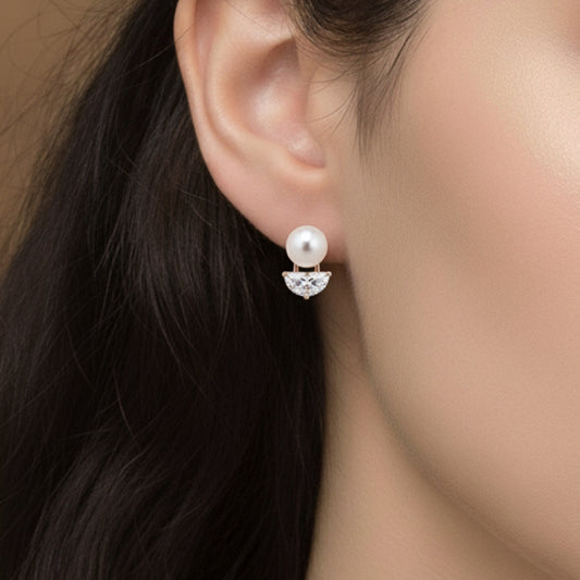 Rose Gold Chic Pearl Drop Studs