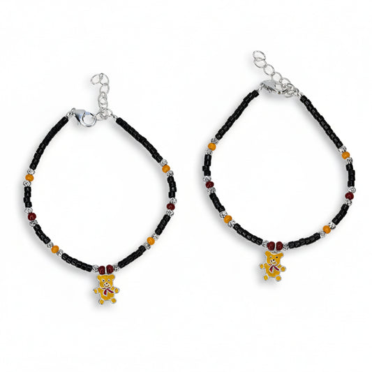 Silver Teddy Bear Baby Bracelet