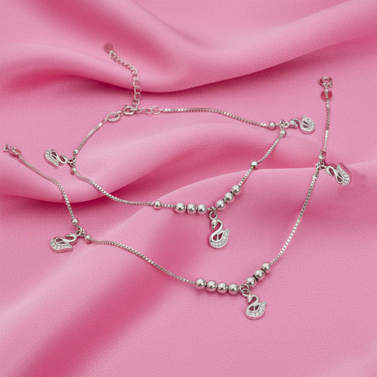 Silver Graceful Swan Anklet for her