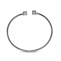Silver Cube Geometric Open Bracelet