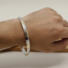 Silver Gold polish Parallel lines Mens Bracelet (kada) for him