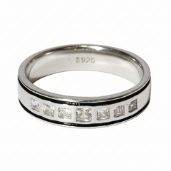 Silver Square cut CZ Diamond Eternity Band ring