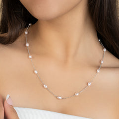 Lustrous Freshwater Pearls Sterling Silver Necklace