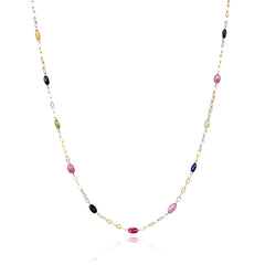Multicolored Gemstone Two tone Sterling Silver chain