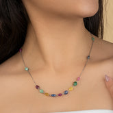 925 Silver Multicolored stone Necklace