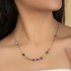 925 Silver Multicolored stone Necklace