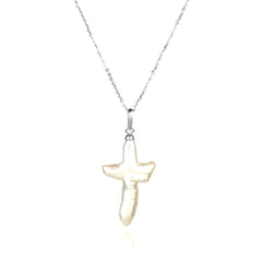 Ethereal Grace Natural Freshwater Cross Pearl Pendant