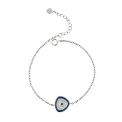 Silver Radiant Triangular Evil Eye Bracelet