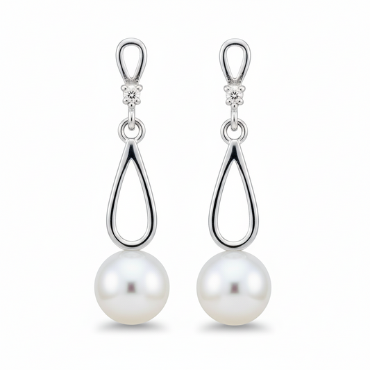 Silver Morning Dew Pearl Earring