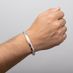 Silver Mens Rose gold dual tone Striped Bracelet