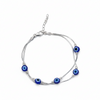 Silver Fancy Evil eye Double Chain Loose Bracelet