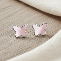 Silver Pink Mother of Pearl Studs