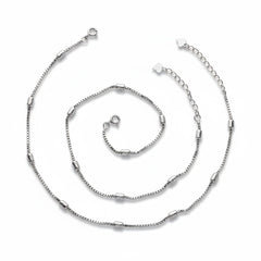 Silver Beaded Box chain anklet for her