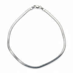 Silver Premium Wide Herringbone Chain Anklet for her