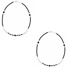Silver Modern & stylish Black beads Anklet for her