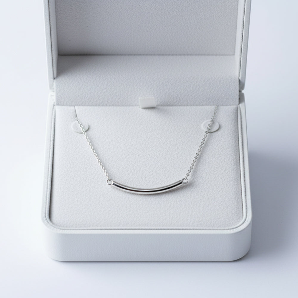 Silver Curved Bar Pendant