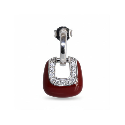 Silver Bordeaux Red Long Earring