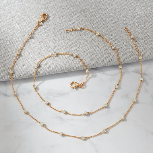 Rose gold with cut design balls anklet for her