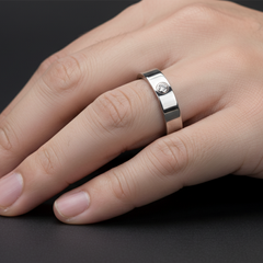 Timeless CZ Diamond-Accent Silver classic Band