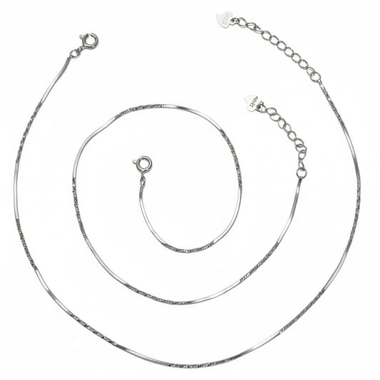 Silver sleek Twisted Box chain Anklet