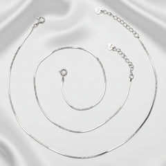 Silver sleek Twisted Box chain Anklet