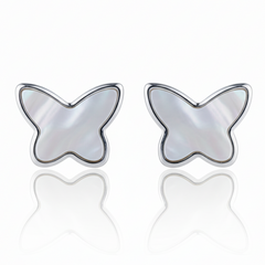 Silver Mother of Pearl Butterfly Studs