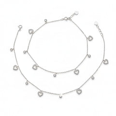 Silver Heart Charm Anklet