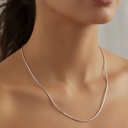 Silver Diamond Cut Cobra Chain For Her