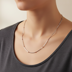 Silver Dual Tone Beaded Chain For Her