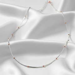 Silver Dual Tone Beaded Chain For Her