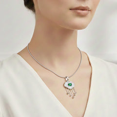 Silver Omega Chain Cloud Pendant