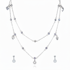 Silver Double Layered Bezel Charm Set