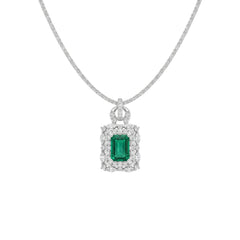 Silver Fiery Halo Green Pendant