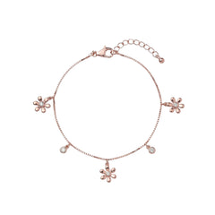 Rose gold Delicate Flower Charm Bracelet For her