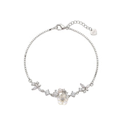 Silver Cute Whimsical Flower and Butterfly Bracelet for her