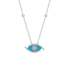 Necklace with a blue eye-shaped pendant for women