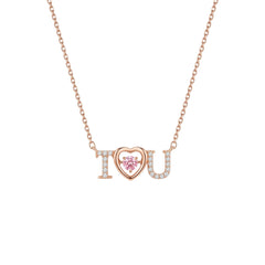 Rose Gold I love you Dancing Stone Pendant