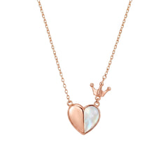 Rose Gold Royal Heart & Crown Pendant