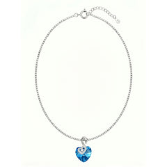 Silver Deep Blue Swan Heart Crystal Pendant