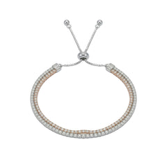 Silver Dual-Tone Pave Slider Bracelet For Her