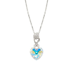 Silver Aurora Crystal Heart Pendant