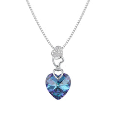 Silver Intertwined Hearts Mystic Crystal Necklace