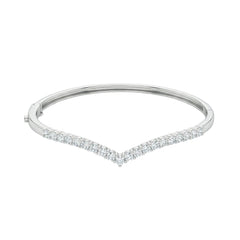 Silver V Shaped Elegant Stone Bracelet