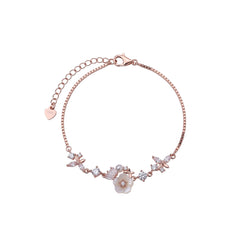 Rose gold Cute Whimsical Flower and Butterfly Bracelet for her