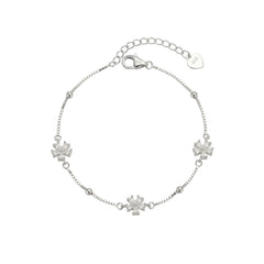 Silver Sparkling Snow Flake Charm Bracelet