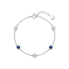 Silver Classic Blue and White Girlish Chain bracelet