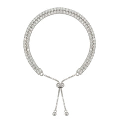 Silver Dual Row Crystal Chain Bracelet