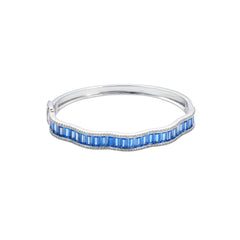 Silver Sapphire Blue Baguette cut Zirconia Bracelet