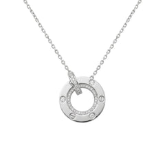 Silver Screw Detail Circle Pendant