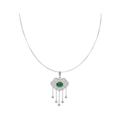 Silver Omega Chain Cloud Pendant